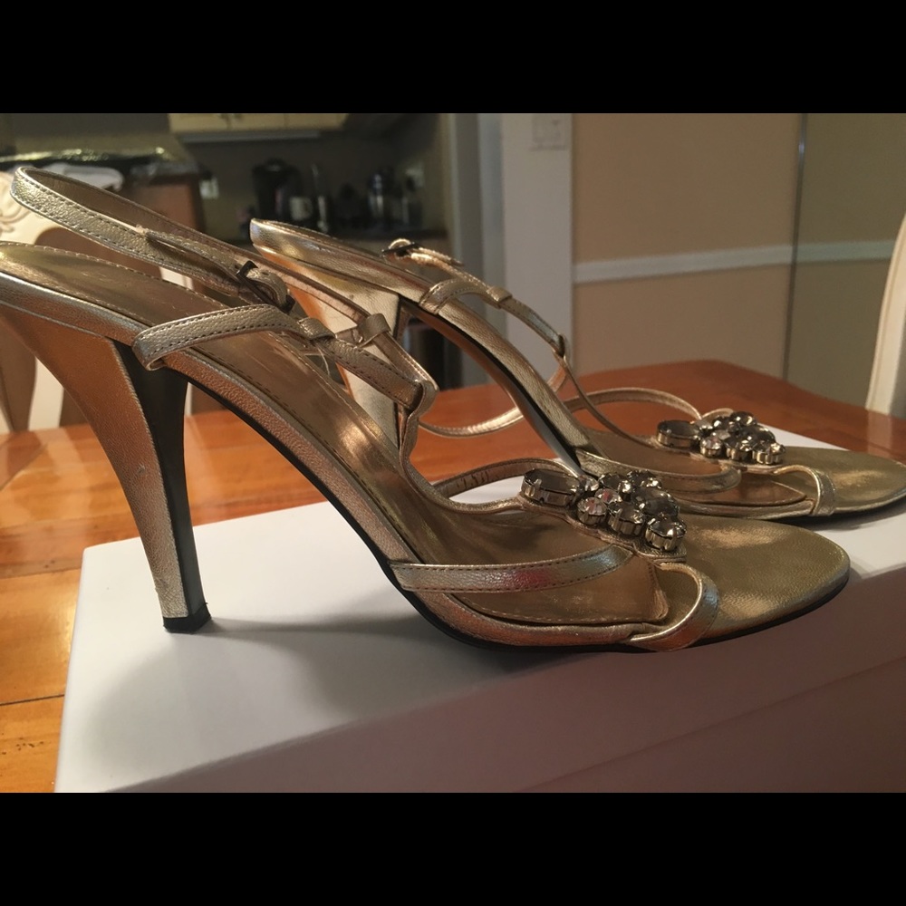 Calvin Klein metallic Gold  & crystal sandals